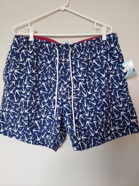 BOCA Classics Men's Lined Swim Shorts/Trunks Size (L) Anchor Print